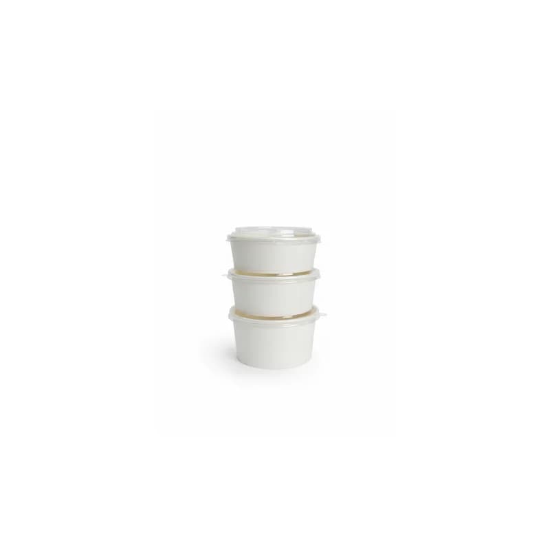 White Round Food Containers with Clear Lids (3-Pack) – Dessert & Takeaway Packaging