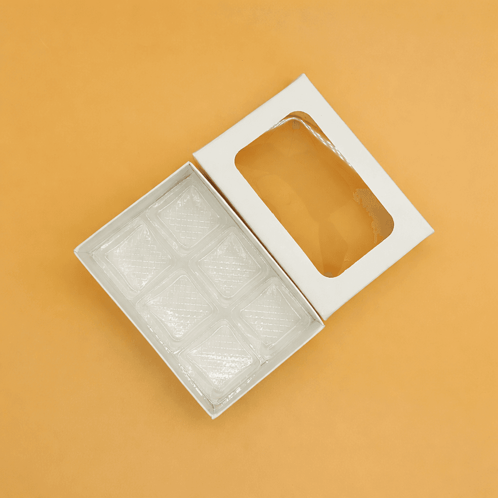 White Window Box with 6-Cavity Clear Plastic Insert Tray – Chocolate and Confectionery Packaging 100 PCS