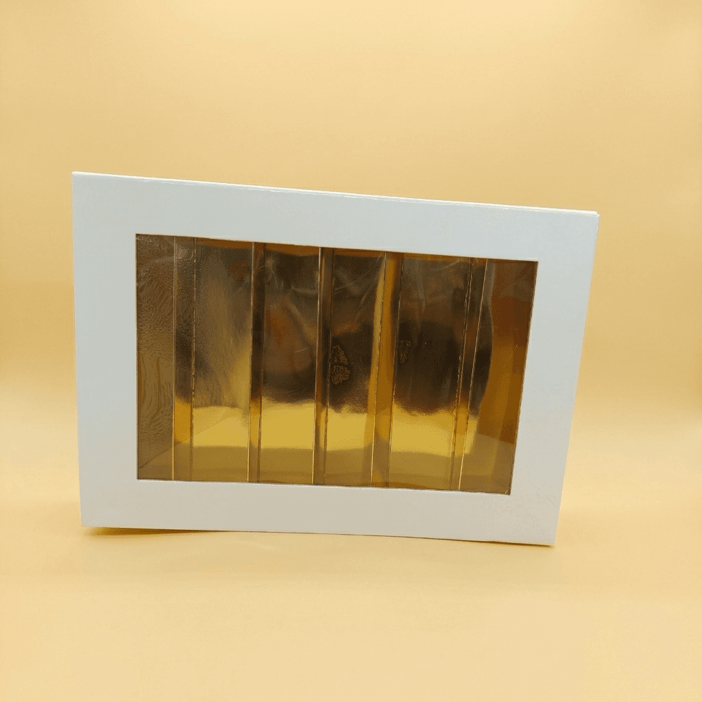 White Window Box with 5 Long Cavity Clear Insert Tray – Premium Chocolate Bar Packaging 20 PCS